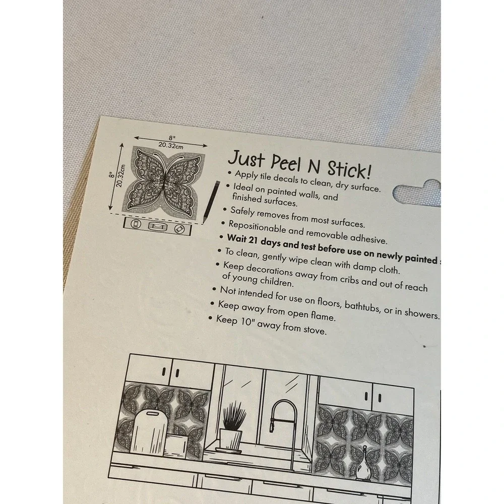 main street wall creations peel & stick‎ removeable tile decal BUTTERFLY